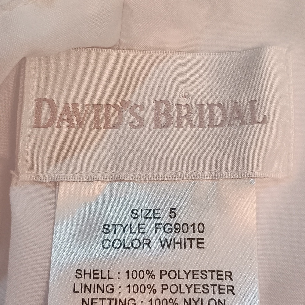 David Bridals White Beaded Embroidered Flower Girl Communion Dress Sz 5 - Picture 10 of 13